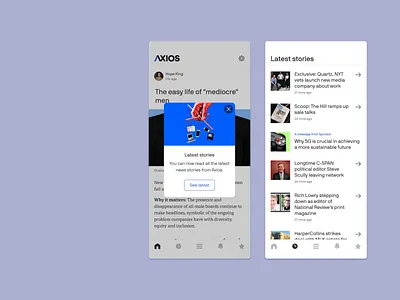 Axios App: Latest stories app axios mobile mobile app news news app product design publishing ui ux