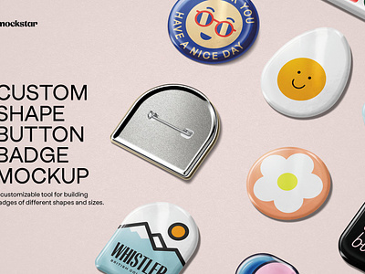 Custom Shape Button Badge Mockup