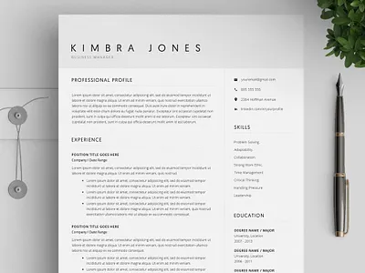 Resume Template / 4 Pages CV a4 cv cv doc cv template elegant elegant resume female female resume feminine infographic modern modern resume professional resume resume design resume feminine resume infographic resume minimal resume pages resume professional
