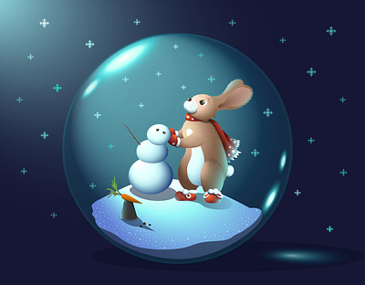 "Snow globe" - Christmas rabbit. character childrenillustration christmas christmascard christmasillustration christmasposter christmasrabbit edition editorialart graphic design illustration magazinecover newyear newyear2022 newyearillustration posterillustration rabbit snowglobe vectorillustration winteriscoming