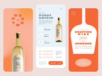 Wine App: PourTwo app concept app design arch archway brand branding bright dune mobile design mobile product modern pour pourtwo product product design ui wine wine app wine branding wines