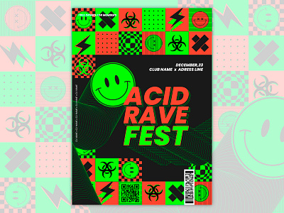 Flat Mosaic Music Festival [bundle] acid design fest flat illustration mosaic music smile vector