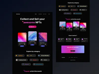 NFT Auction Landing Page - Blumbang clean dark design landing page nft ui uiux web website