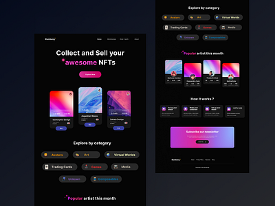NFT Auction Landing Page - Blumbang clean dark design landing page nft ui uiux web website
