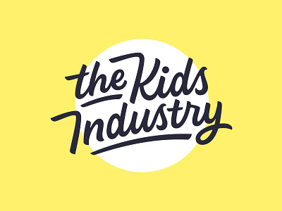 The Kids Industry Logotype brush pen childrens brand hand lettering industry kids logo lettering logo logo designer logotype script type typography wordmark yellow