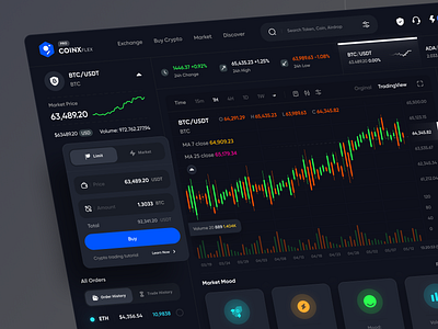 Exchange website - Dark mode ( Page 1 ) 🔥 app bitcoin blockchain btc chart crypto crypto wallet dark design exchange finance minimal mobile money swap trade ui wallet website