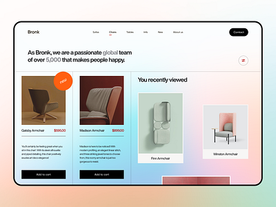 Bronk - Web Design for Furniture Store clean colors design trends e commerce furniture furniture store gradient modern design online store ui ui design web web design