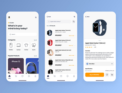 Redesign of Amazon mobile application amazon branding colorful contemporary design friendly graphic design minimalistic mobile products redesign retail simple ui user ux vector