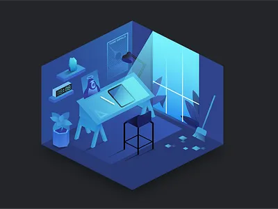 Artist's Room affinitydesigner futuristic illustration isometric neon vector