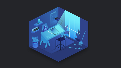 Artist's Room affinitydesigner futuristic illustration isometric neon vector