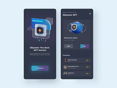 NFT Market Mobile App app design ui ux