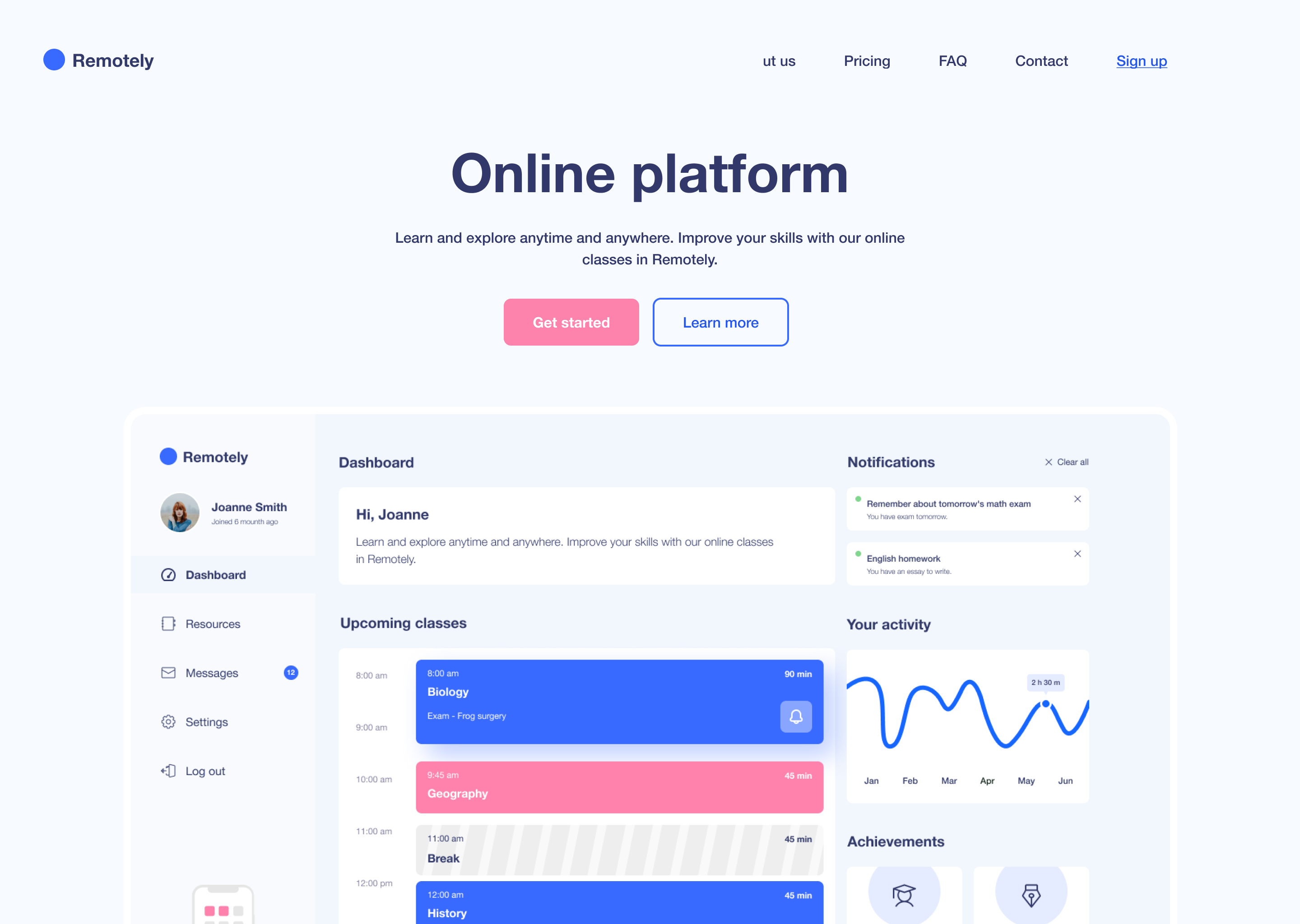 Example of Remotely - landing page design concept