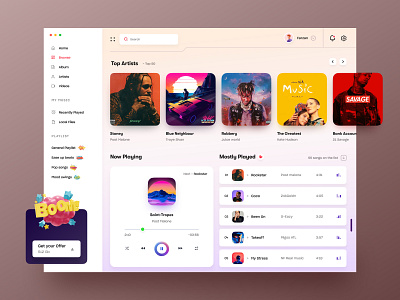 Music Player Web App album application artist landing page music music player musician platform play player playlist pop singer songs spotify talent web webapp website youtube