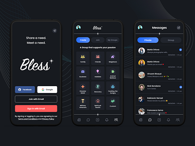 Bless bless blessings business community feeding health hobbies humanity interactive design meet a need meets members posts mobile app needs request to join resources share a need social medis uiux vouchforme