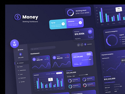 Money : Banking Dashboard Dark bank banking dash dashboard dollor intelligence money netbanking personal psd services templates