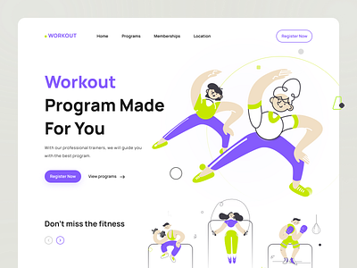 Workout Landing Page 3d concept creative design figma illustration landingpage minimal modern ui uidesign ux webdesign website websitedesign workout workoutlandingpage yoloillustration