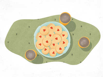 Tea & Biscuits biscuits charity drink flood food grass illustration simple tea vector