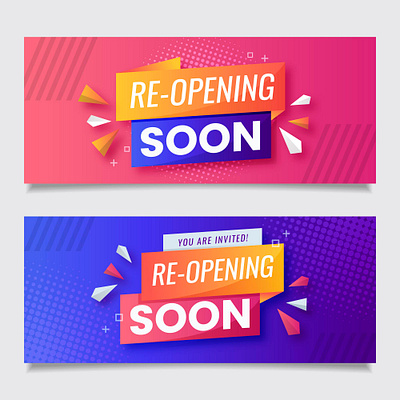 Banner Re-Opening Soon branding design graphic design illustration vector