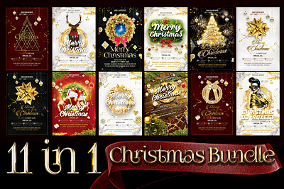 Christmas Flyer Bundle christmas christmas flyer christmas poster christmas promotion club illustration new year poster stylish christmas xmas