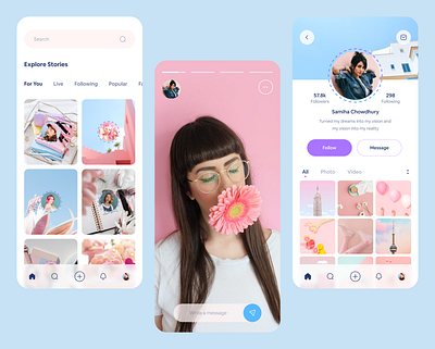 Social Media App UI app app interface design app ui app ui design clean ui cool ui creative ui mobile ui mobile ui design modern ui simple ui social app ui social media social media app ui ui design user experience design user interface design ux ux design