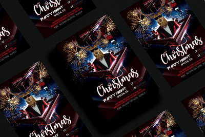 Christmas Club Flyer 3d christmas christmas deer christmas design christmas night christmas poster graphic design new year poster