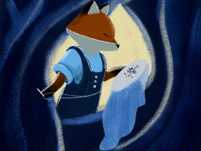 Cute illustration with a fox-embroiderer forest fox illustration procreate