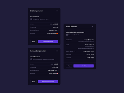 Action Modals b2b clean crm dark dark theme dashboard design fintech flat minimal modal modals popup saas ui web