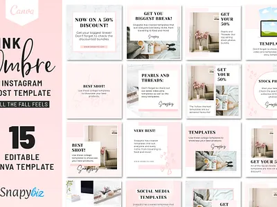 Pink Ombre Instagram Post Template instagram post ideas for likes