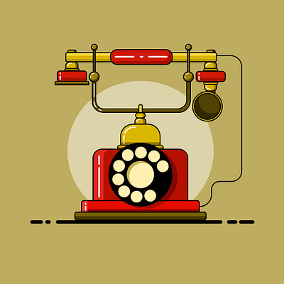 Antique Phone antique flat art flat illustration illustration illustrator phone vintage