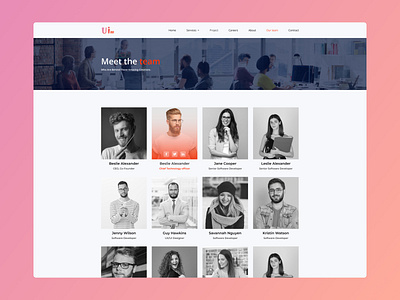 Our Team Page UI Design. adobe photoshop adobexd animation app branding design figma graphic design home page icon illustration logo motion graphics new typography ui ux vector website xd ui kit
