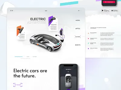 Electrical Vehicle Web Page Concept automotive design electrical cars electrical vehicle home page landing page ui ux vehicle web web page webdesign website website design