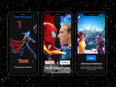 Multi-Metaverse (Meta x Marvel) App marvel meta metaverse mobile reality ui ux virtual vr