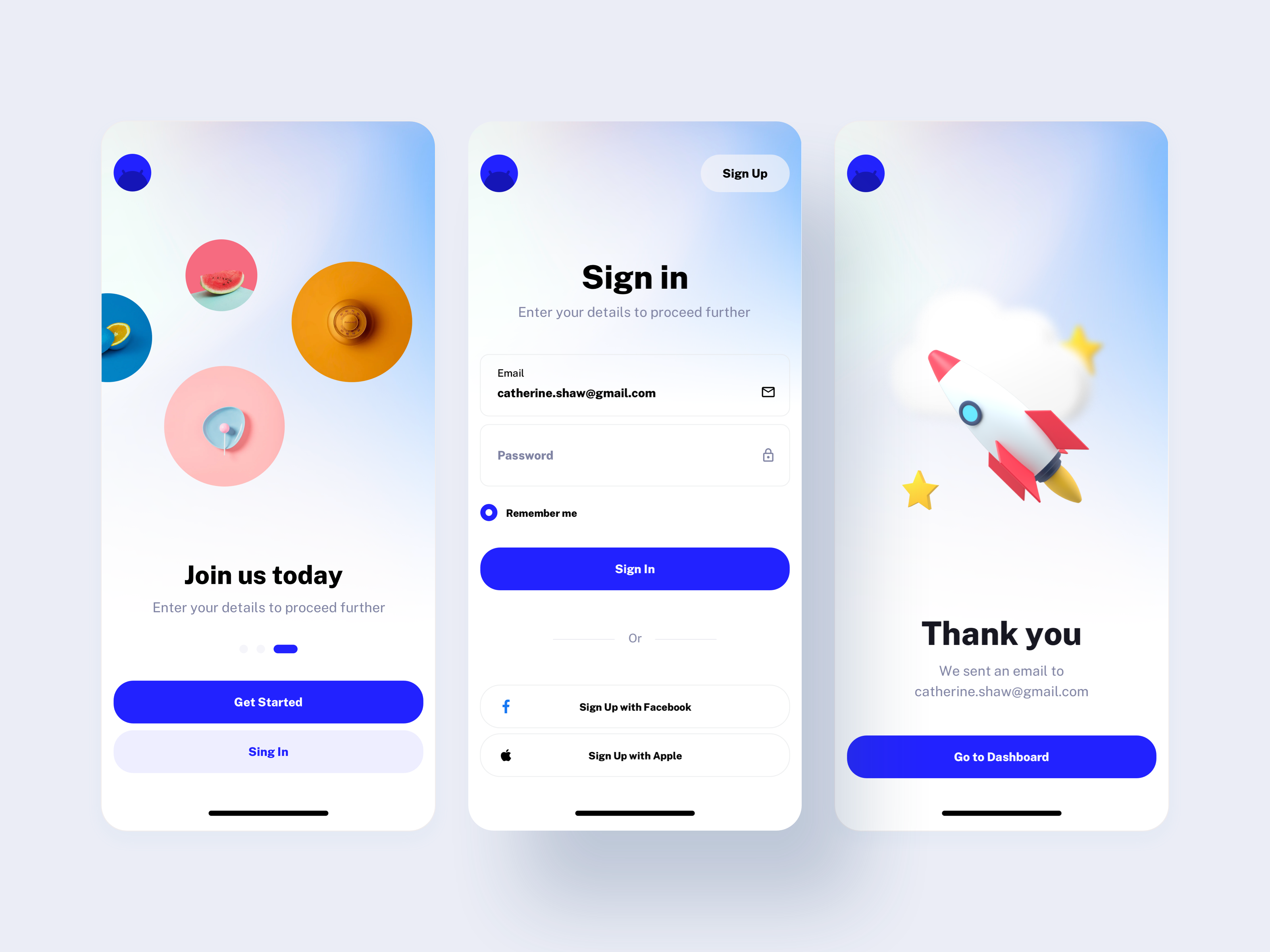 Mobile App Sign In Screen - Droid UI Kit by WhiteUI.Store on Dribbble