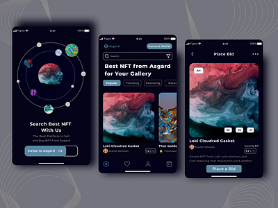 NFT Auction Mobile App Concept crypto mobileapp nft ui