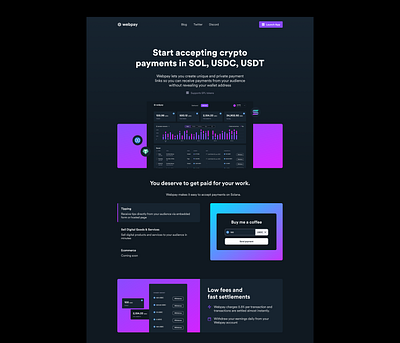 Webpay Landing Page blockchain crypto cryptocurrency landing page online payments payment platform solana