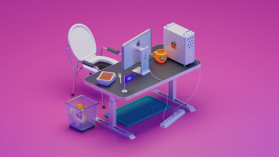 Designer's working space 3d blender illustration