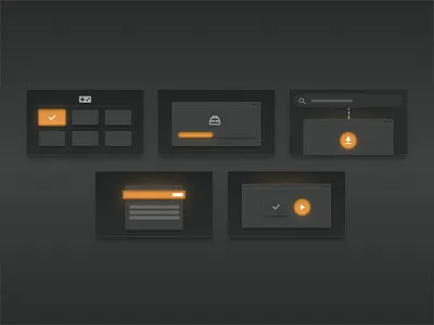 Video thumbnails icon illustration label logo orange progress simple ui