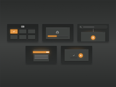 Video thumbnails icon illustration label logo orange progress simple ui