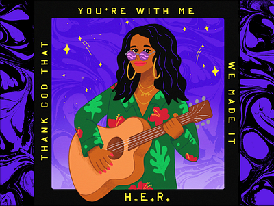 H.E.R. Character Design & Song Tribute band character design female guitar illustration music pop culture rb star woman