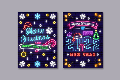 Neon Light Christmas Greeting Card art christmas design graphic design light lignt logo new poster sivvector vector xmas year