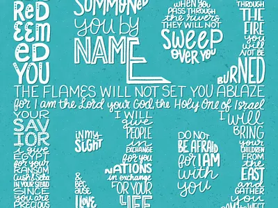 Isaiah 43 - Scripture Passage Cutout bible bible lettering bible verse bible verse art christian art design handlettering illustration isaiah lettering negative space procreate scripture lettering