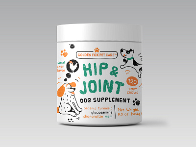 Dog Supplement Label adobe illustrator cartoon cute dog dog illustration dog supplement graphic design hand drawn illustration label label design packaging design pet product print design