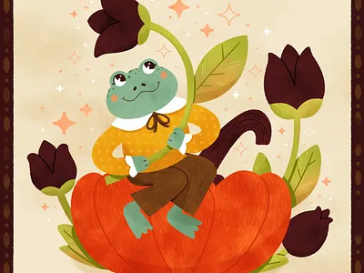 ✨🌷Tulip🌷✨ autumn cute design digital digital illustration fairy tale fall frog illustration peachtober peachtober21 robin sheldon storybook