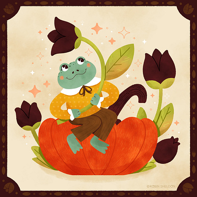 ✨🌷Tulip🌷✨ autumn cute design digital digital illustration fairy tale fall frog illustration peachtober peachtober21 robin sheldon storybook