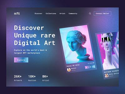 NFT Website Design bitcoin crypto digital art landing landing page nft nft art nft collection nft web nft web design nft website nftwebsite ui ux web web design web page web site website website design