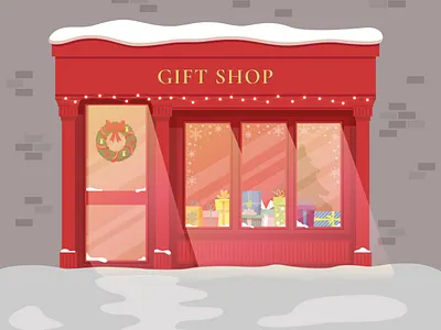 Gift shop city flat design gift shop graphic design ill illustration new year showcase store vector