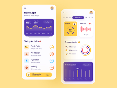 Activity Tracker App activity activity tracker app app design color exercise fitness gym health app ios mobile mobile app popular design sajib sport task training ui ux workout