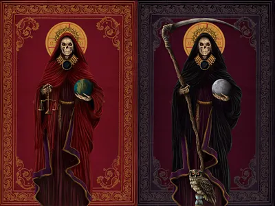 SANTA MUERTE :The mother of the exiles dark art dark artist dark theme death digital art digital illustration editorial art macabre art nestor avalos art santa muerte skull