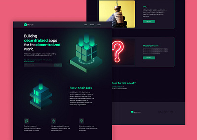 Chain Labs Website Design blockchain branding clean design ethereum figma futuristic glassmorphism illustration minimal neon nft ui ux web 3.0 website website design