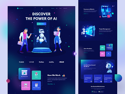 AI Farm Website Landing Page 3d artificial intelligence homepage illustration landing page layout design motion graphics ui design ui ux ux design virtual reality visual design web ui website website design